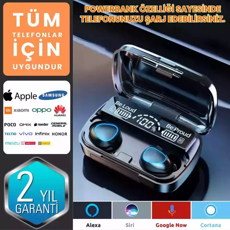 Powerbank'li Kablosuz Kulaklık  - 1
