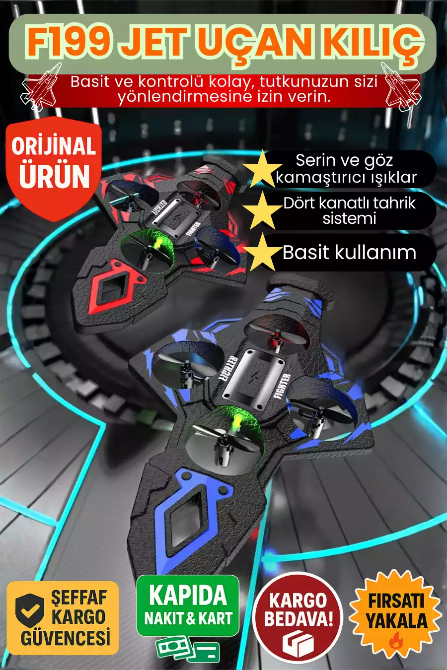 F199 SÜPER JET DRONE  🔥BU GÜN AL ⚡2 BATARYALI 🔋 - 1