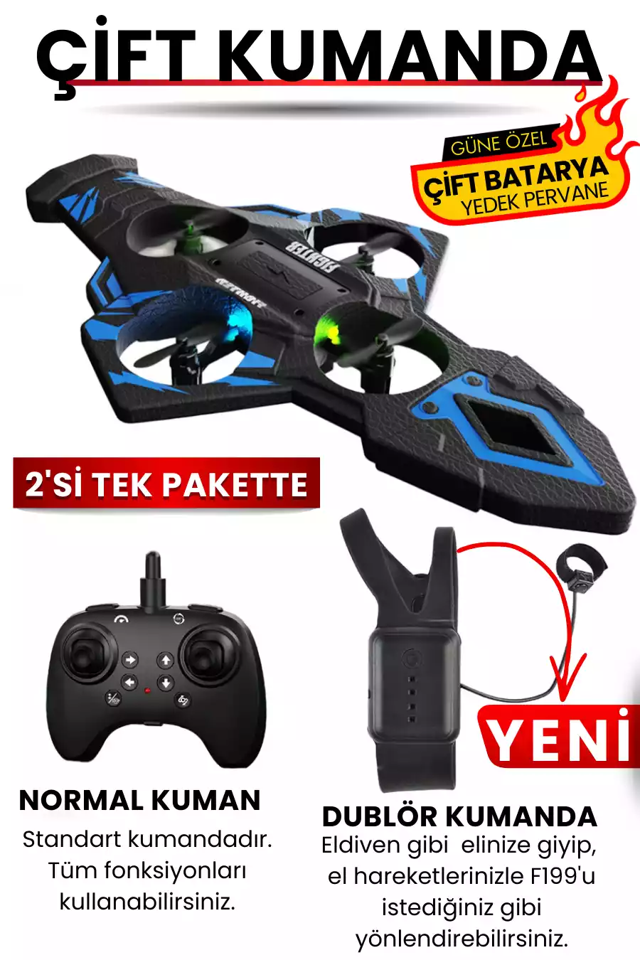 F199 SÜPER JET DRONE  🔥BU GÜN AL ⚡2 BATARYALI 🔋 - 2